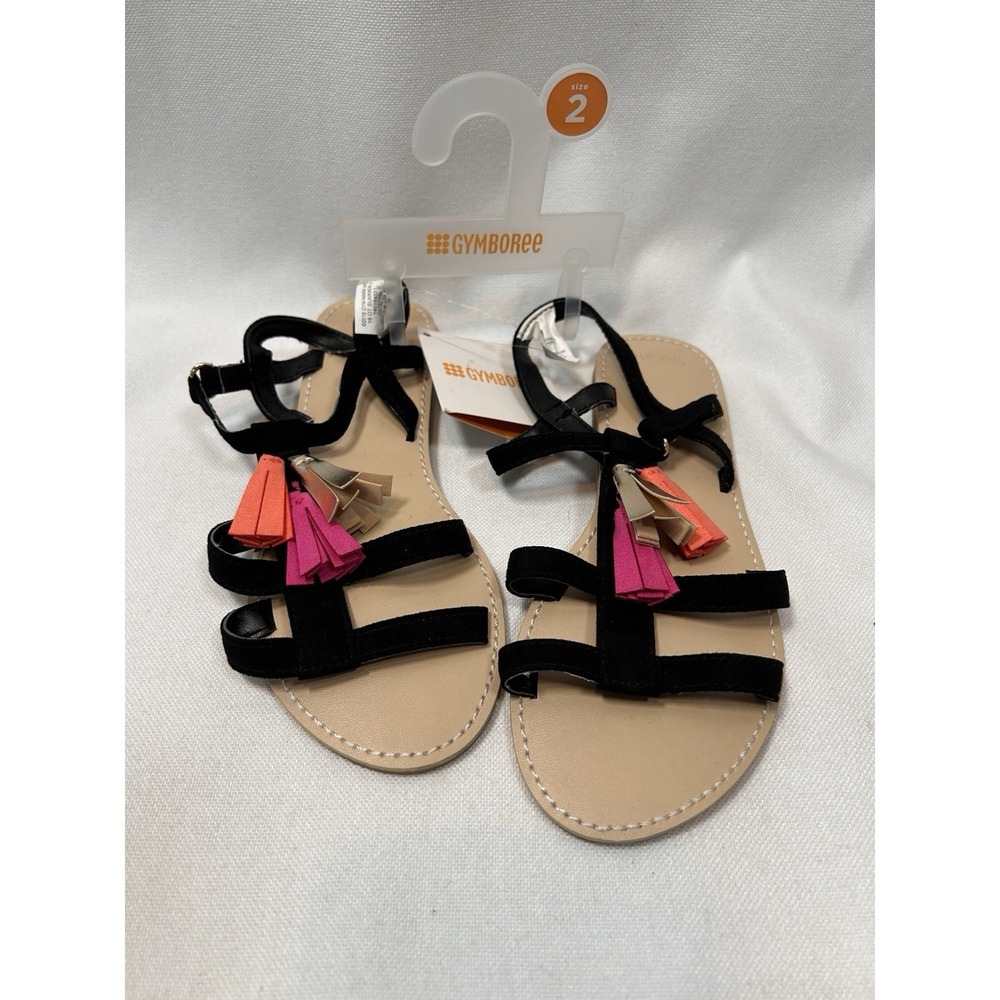 NWT Gymboree Island Girl Black Tassel Sandals Shoes Girls 2